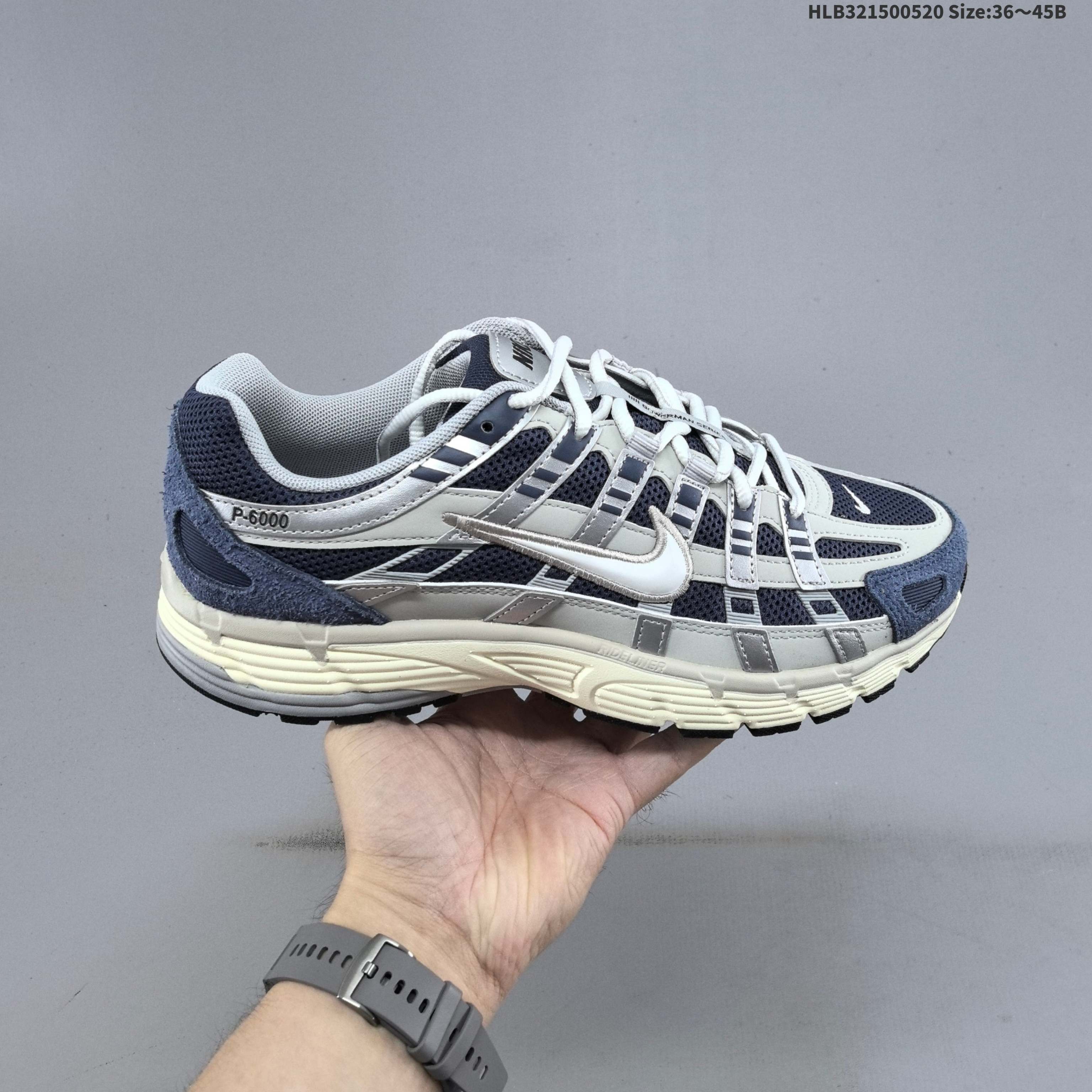 Nike P-6000 Navy Silver Grey Cream EU 36-45 Running Shoe Running Sneakers - Unisex BS-60249