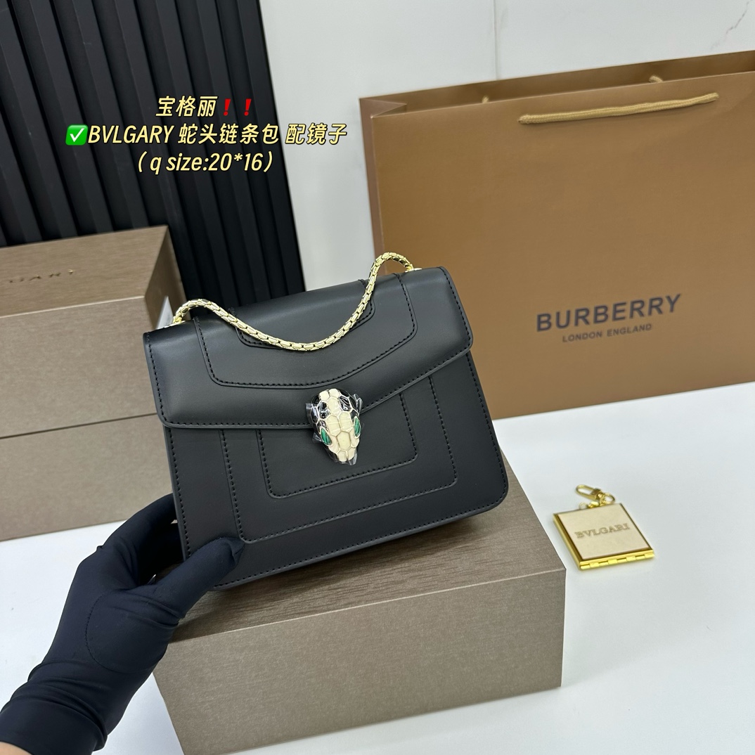 BVLGARI väska Högkvalitativ ren kohud i original