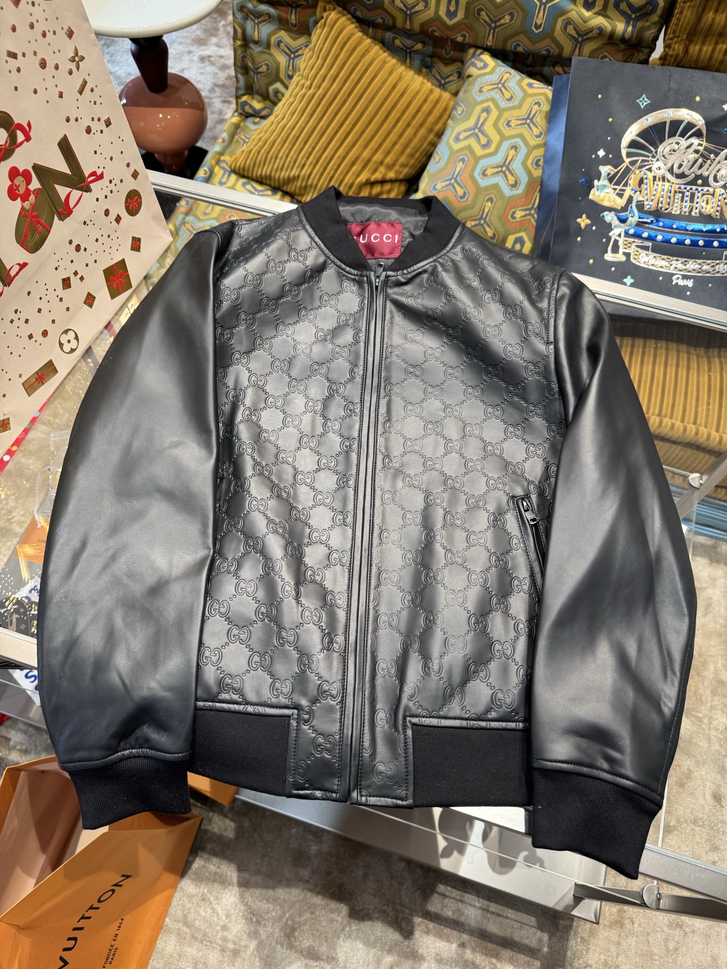 Gucci | Gucci men's sheepskin stand collar zipper sweater jacket — Premium Replica