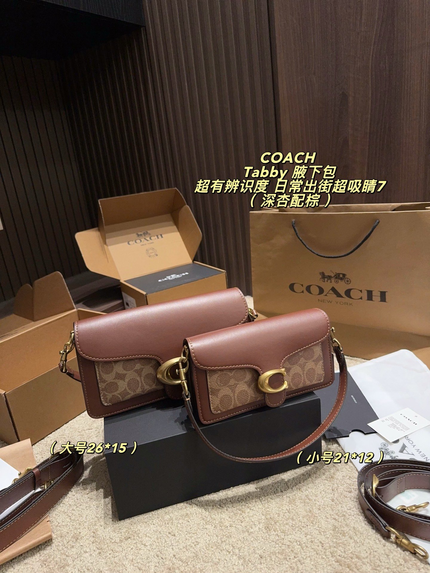 Saco COACH Embalagem grande em caixa dupla Tamanho 26*15