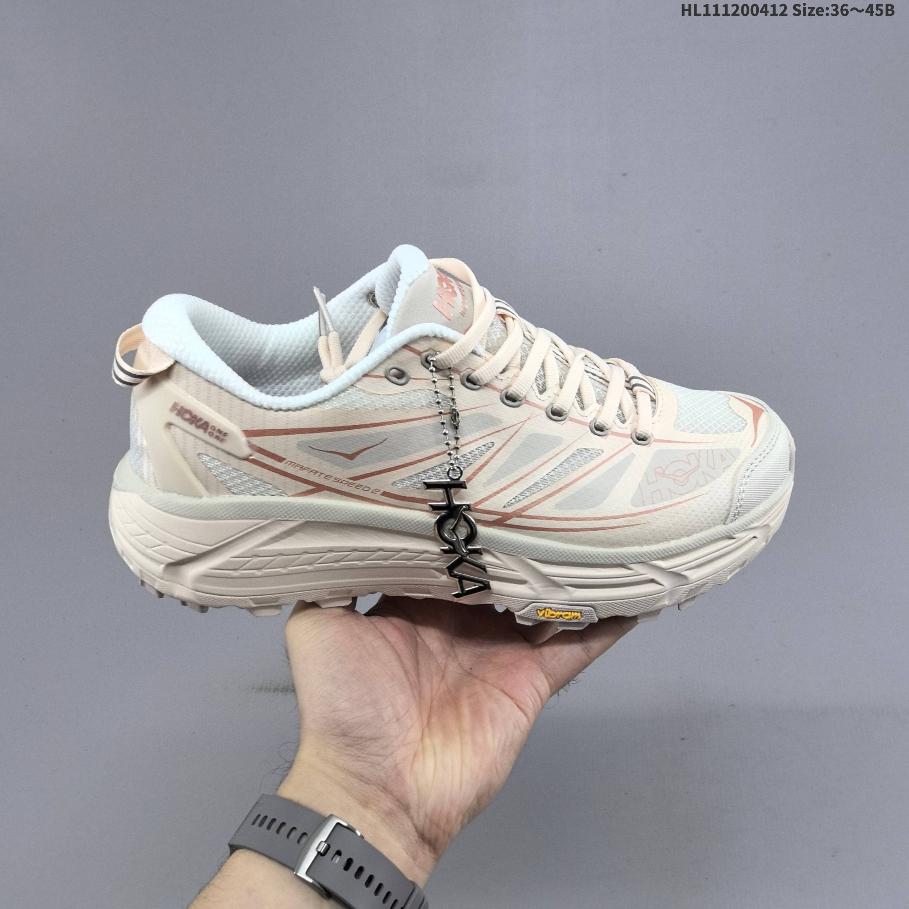 HOKA ONE ONE Mafate Speed 2 Light Beige White Peach EU 36-45 Trail Shoe Trail Running Sneakers - Unisex BS-69354