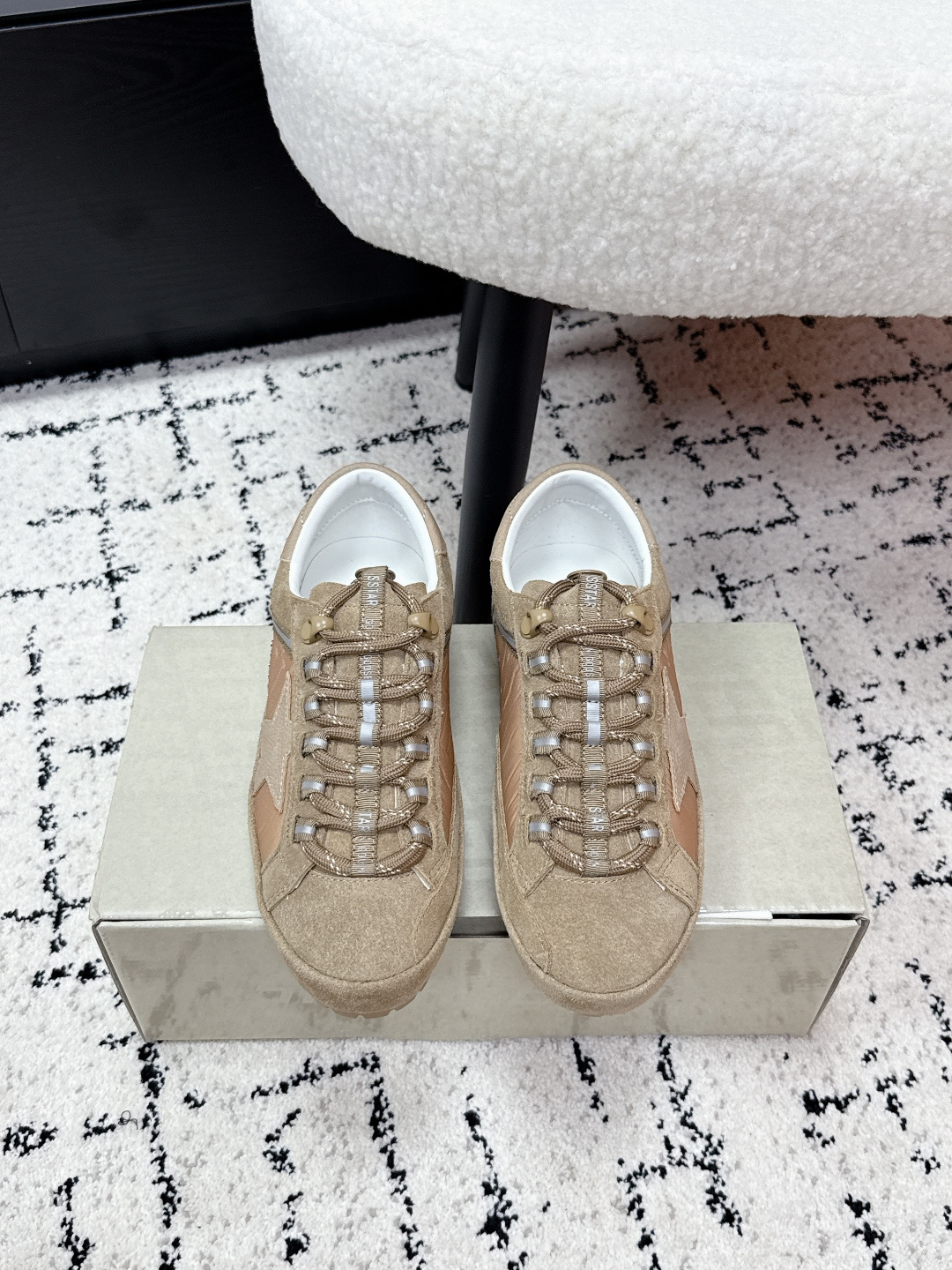 Golden Goose GGDB Star Beige Light Brown White Silver Sneaker BS-87416