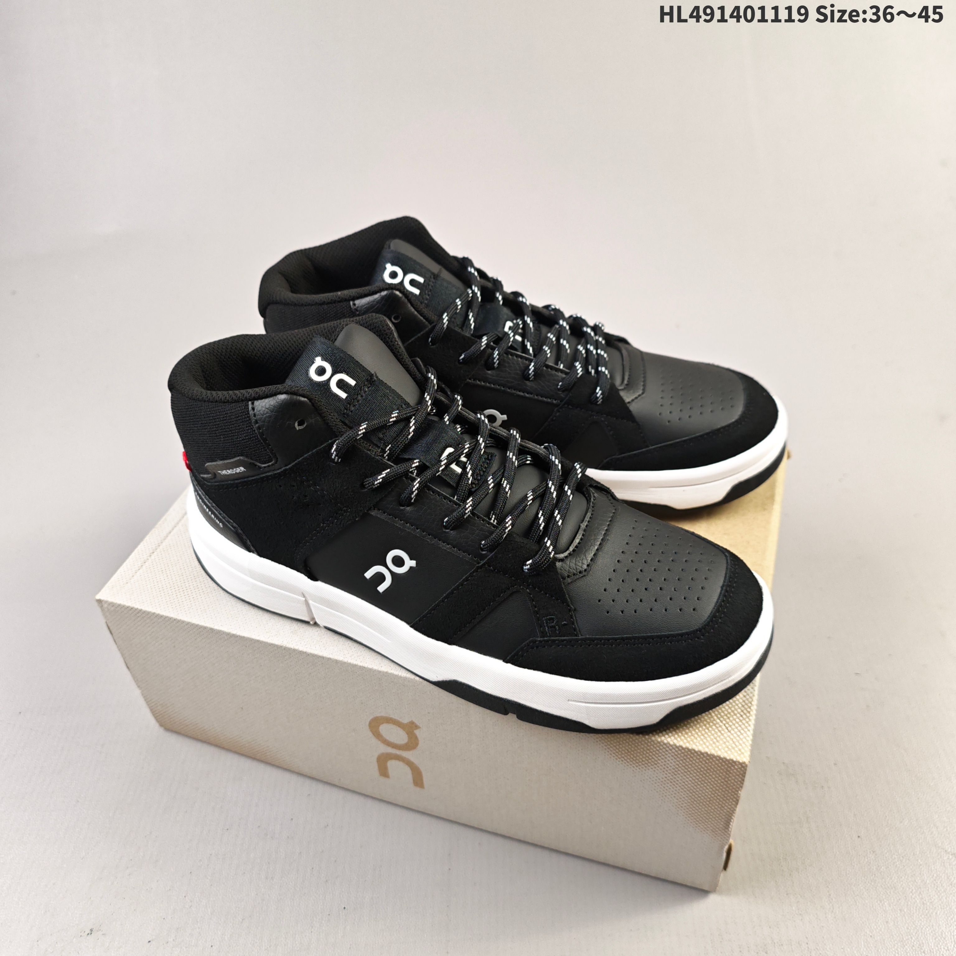 On THE ROGER Clubhouse Mid Black White EU 36-45 Sneaker Casual Sneakers - Unisex BS-69802