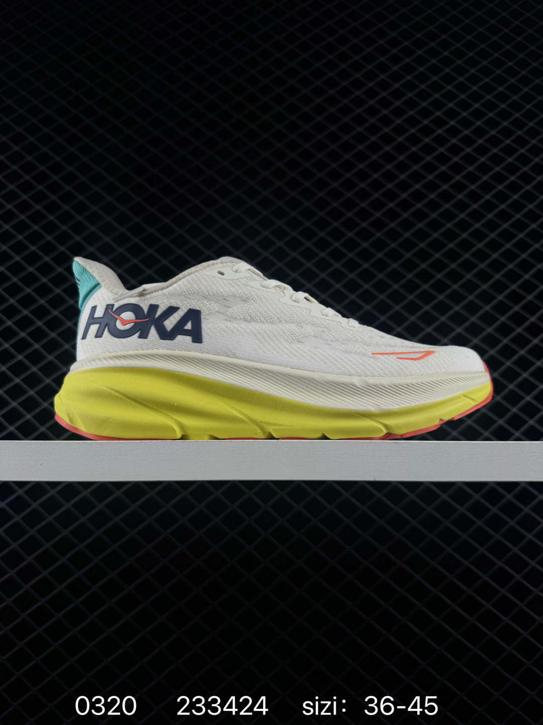 HOKA ONE ONE Clifton 9 White Yellow Red Teal EU 36-45 Running Shoe Running Sneakers - Unisex BS-86289
