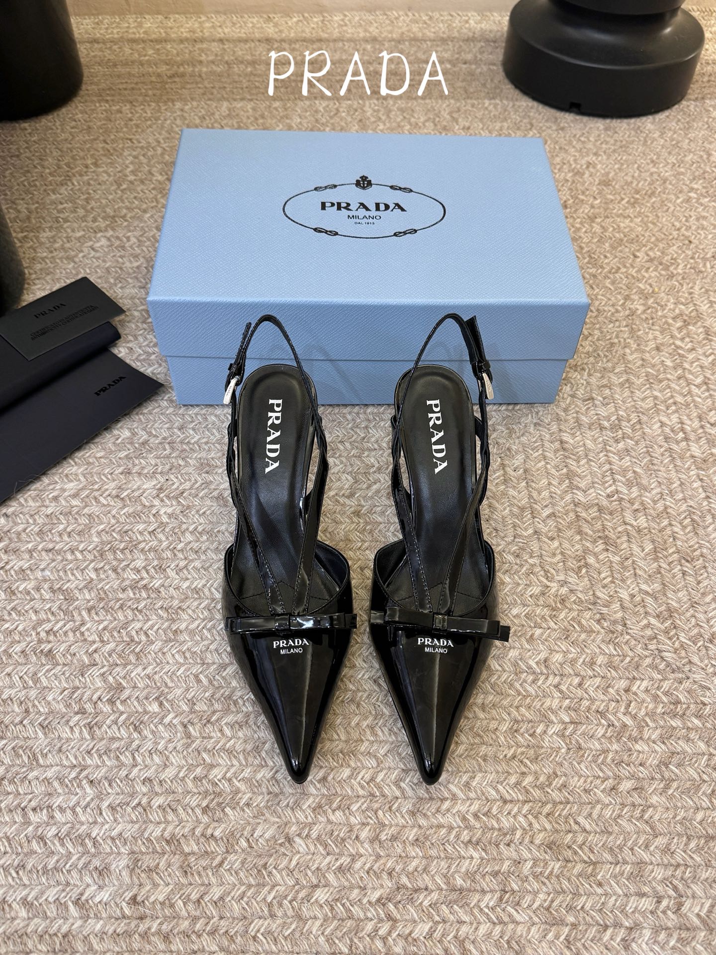 Prada women's shoes PRAD* Retro Triangle Pointed Toe Kitten Heel — Premium Replica