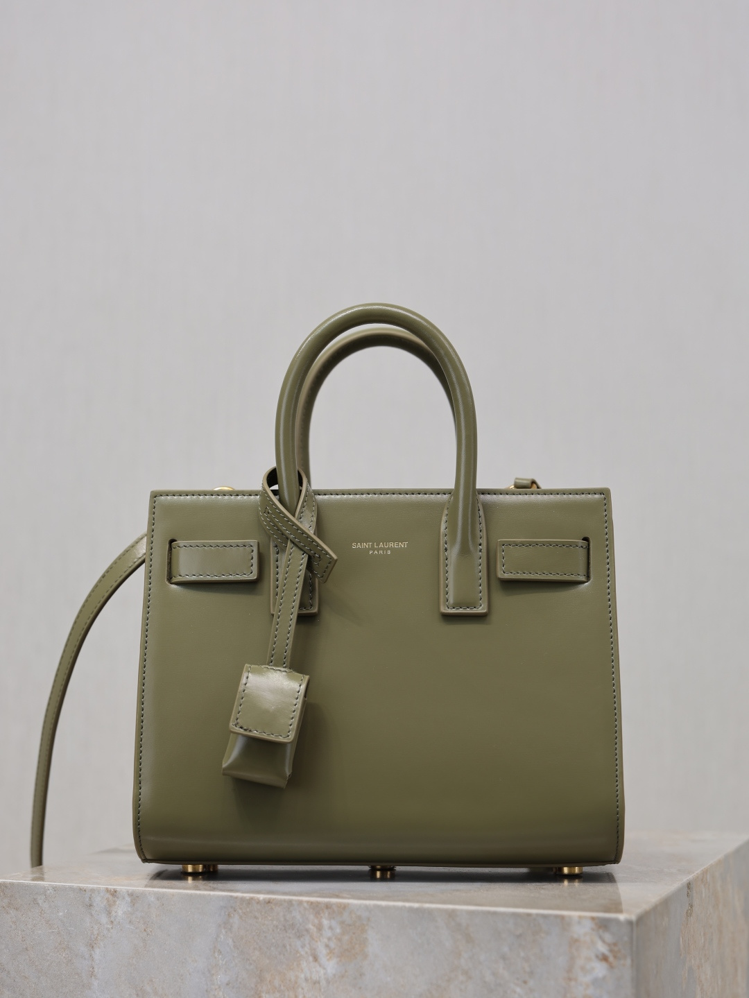 YSL bag Wheat green hand-rubbed gold buckle accordion bag 22cm — Premium Replica
