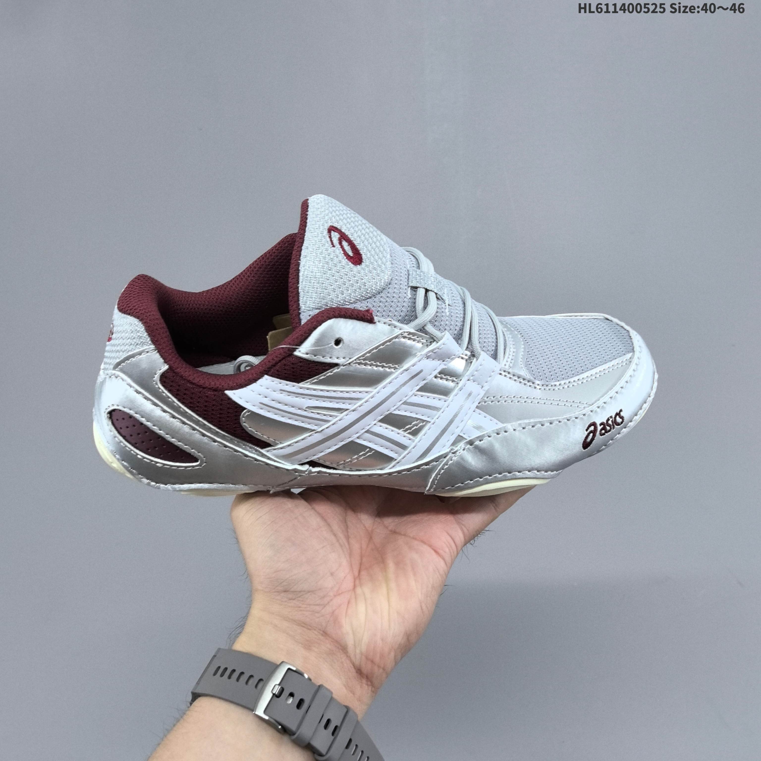 ASICS Hypersync Silver White Maroon Cream EU 40-46 Running Shoe Running Sneakers Men s BS-68797