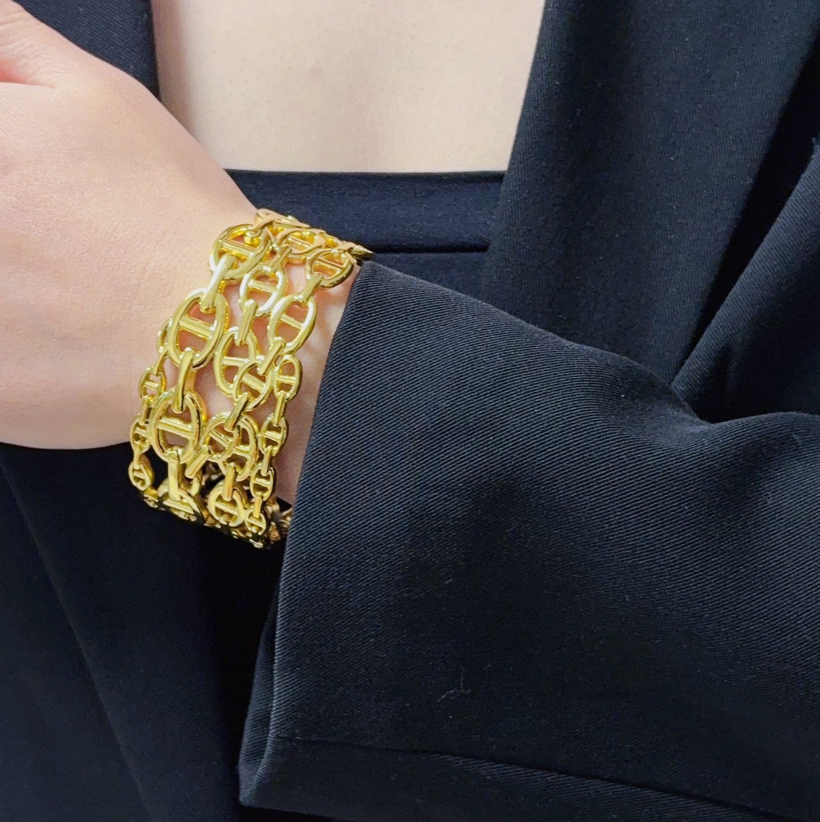 Hermes Chaine d Ancre Enchainee MM Cuff bracelet Gold-tone metal and Silver-tone metal no gemstones