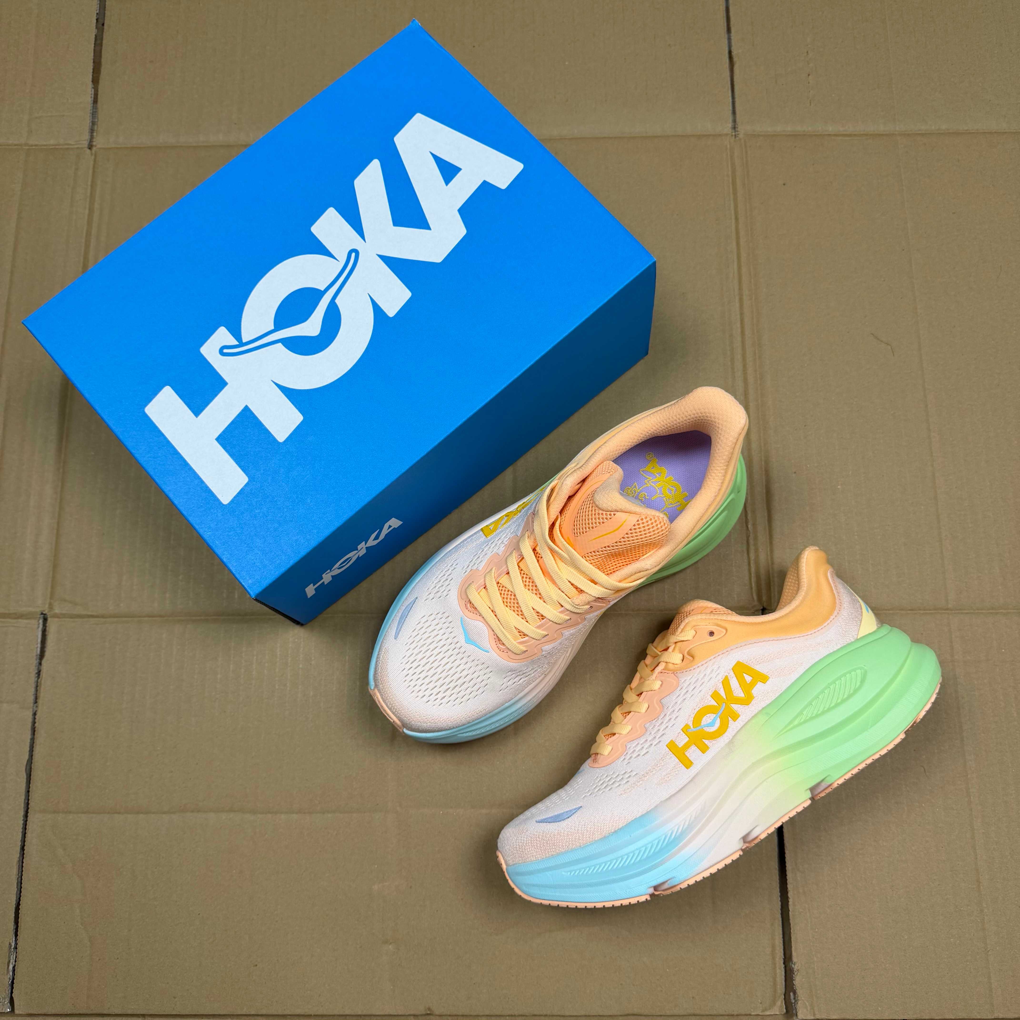 HOKA Bondi 9 White Orange Green Blue Yellow Running Shoe Running Sneakers BS-86903