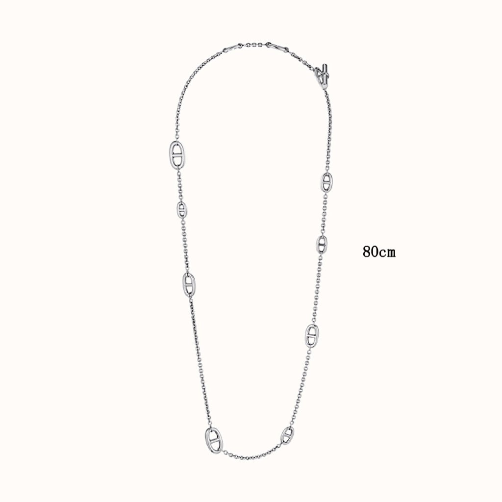 Colar Hermes Farandole prata branco ouro metal sem pedras preciosas 80cm